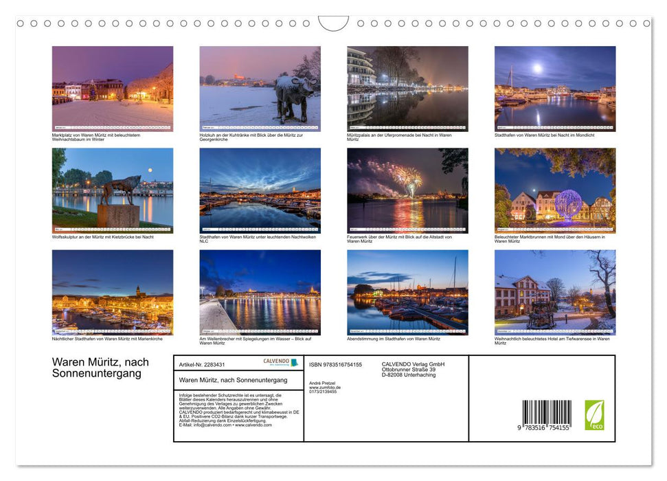 Waren Müritz, nach Sonnenuntergang (CALVENDO Wandkalender 2027)