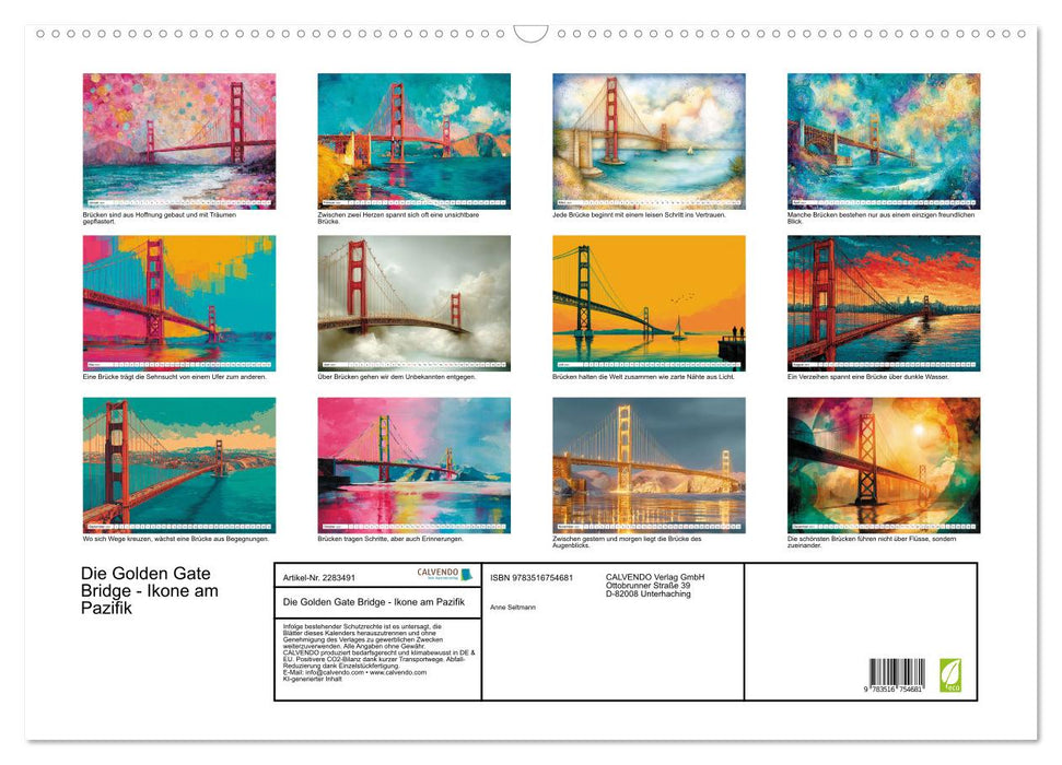 Die Golden Gate Bridge - Ikone am Pazifik (CALVENDO Wandkalender 2027)