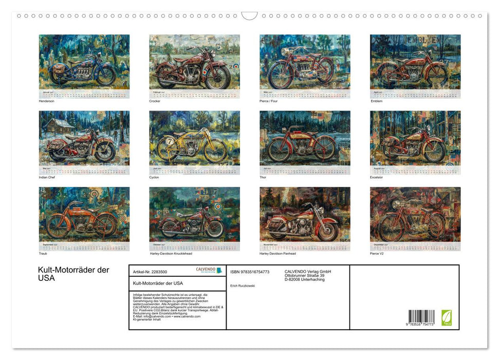Kult-Motorräder der USA (CALVENDO Wandkalender 2027)