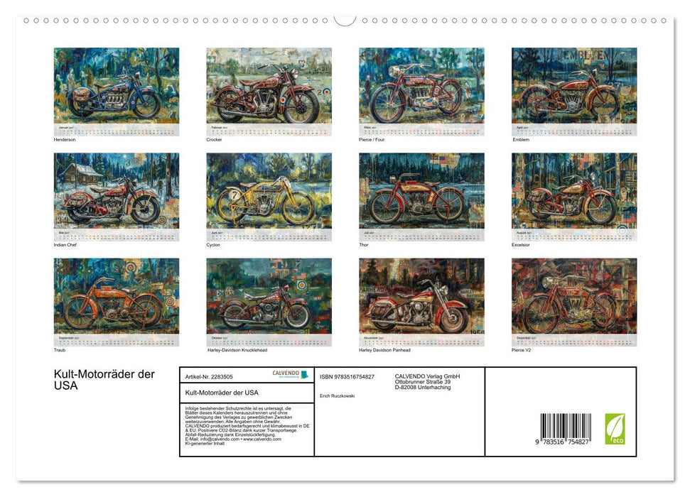 Kult-Motorräder der USA (CALVENDO Premium Wandkalender 2027)