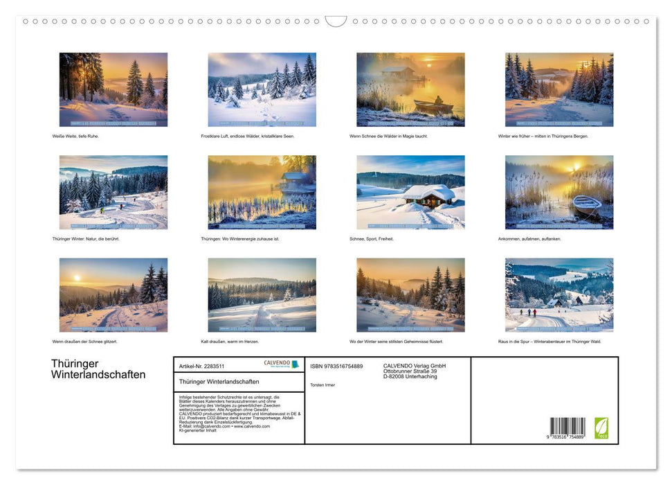Thüringer Winterlandschaften (CALVENDO Wandkalender 2027)