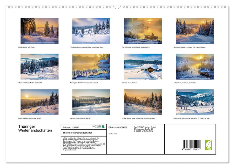 Thüringer Winterlandschaften (CALVENDO Premium Wandkalender 2027)