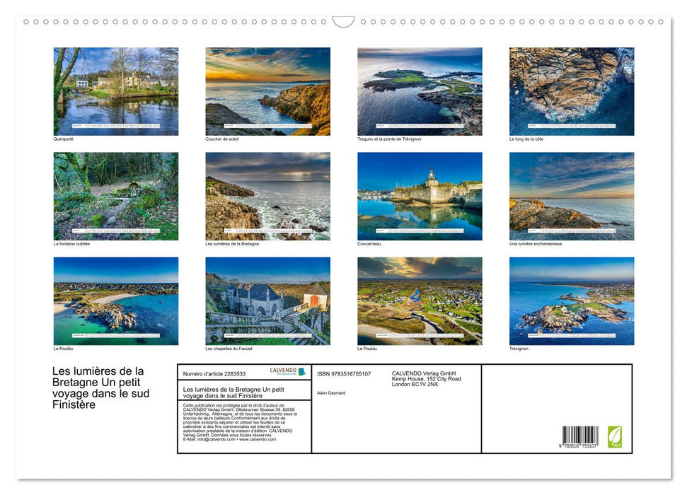 Les lumières de la Bretagne Un petit voyage dans le sud Finistère (CALVENDO Calendrier mensuel 2027)