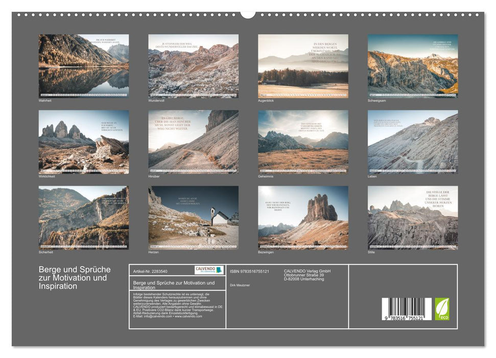 Berge und Sprüche zur Motivation und Inspiration (CALVENDO Premium Wandkalender 2027)