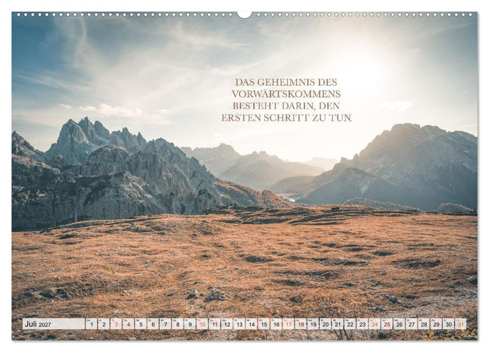 Berge und Sprüche zur Motivation und Inspiration (CALVENDO Premium Wandkalender 2027)