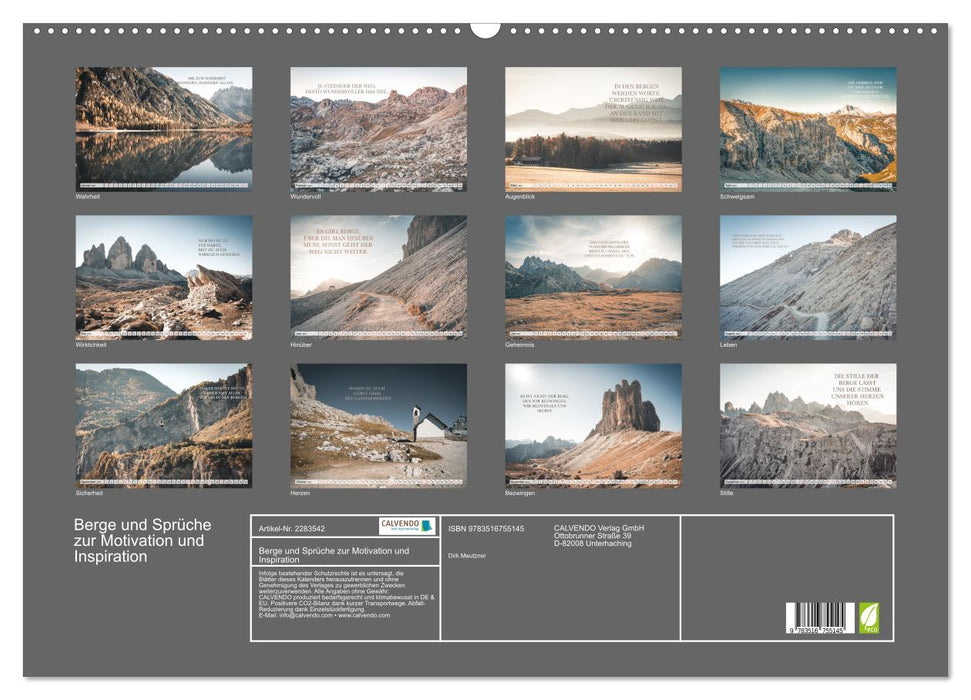 Berge und Sprüche zur Motivation und Inspiration (CALVENDO Wandkalender 2027)