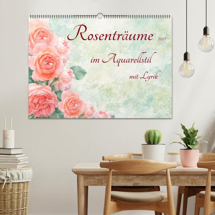 Rosenträume im Aquarellstil (CALVENDO Wandkalender 2027)