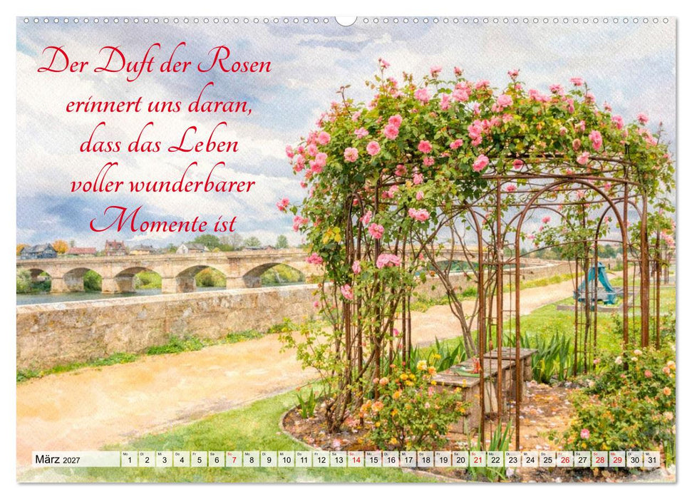 Rosenträume im Aquarellstil (CALVENDO Wandkalender 2027)