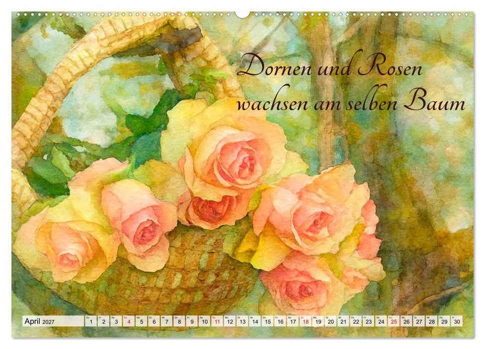 Rosenträume im Aquarellstil (CALVENDO Wandkalender 2027)