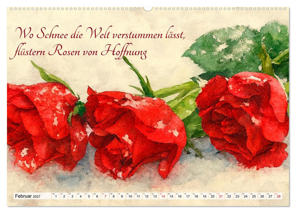Rosenträume im Aquarellstil (CALVENDO Premium Wandkalender 2027)