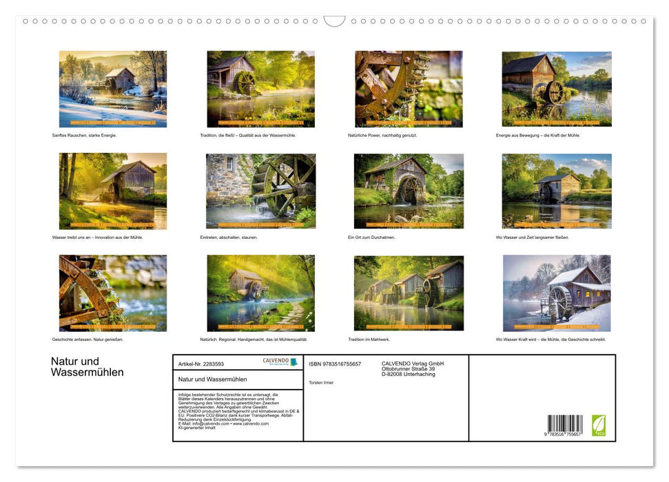 Natur und Wassermühlen (CALVENDO Wandkalender 2027)