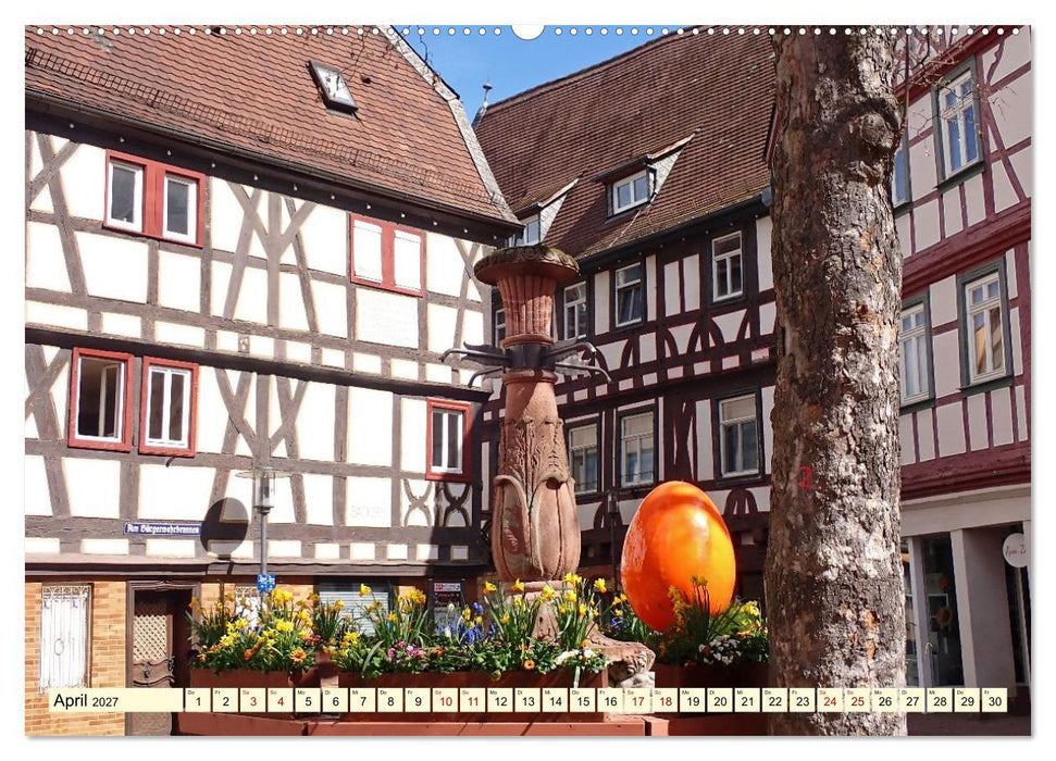 Bensheim an der Bergstraße Mandelblüte, Wein und Fachwerk (CALVENDO Premium Wandkalender 2027)