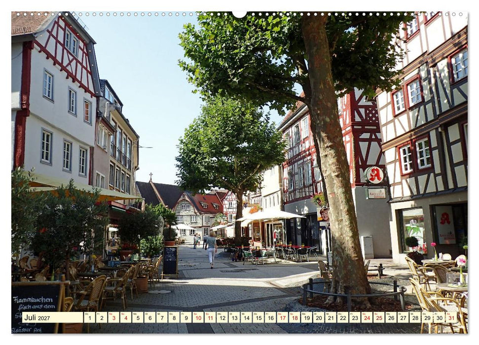 Bensheim an der Bergstraße Mandelblüte, Wein und Fachwerk (CALVENDO Premium Wandkalender 2027)