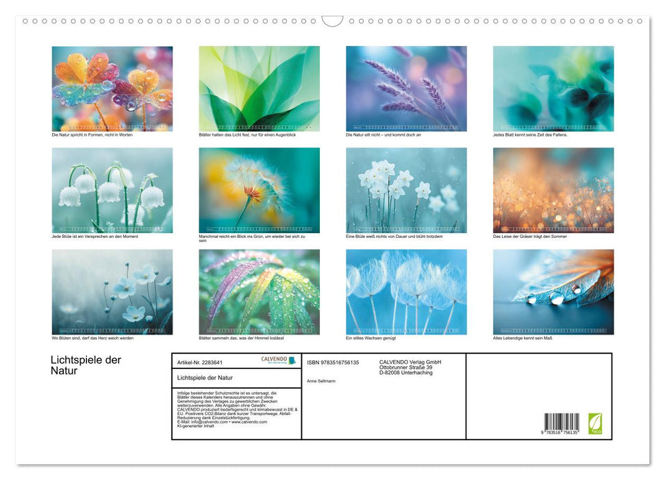 Lichtspiele der Natur (CALVENDO Wandkalender 2027)