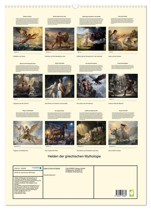 Helden der griechischen Mythologie (CALVENDO Wandkalender 2027)