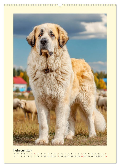 Mastín del Pirineo. Imposantes Schwergewicht mit Knuddelfaktor (CALVENDO Premium Wandkalender 2027)