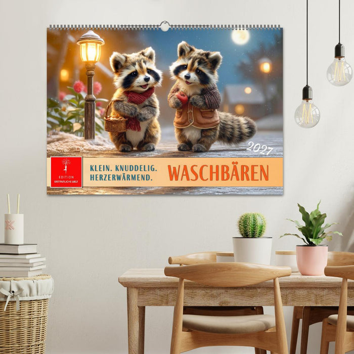 Waschbären - Klein. Knuddelig. Herzerwärmend. (CALVENDO Wandkalender 2027)