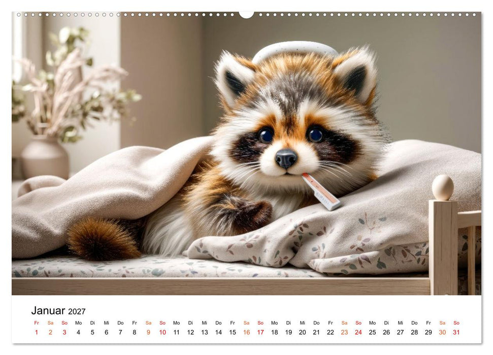 Waschbären - Klein. Knuddelig. Herzerwärmend. (CALVENDO Wandkalender 2027)
