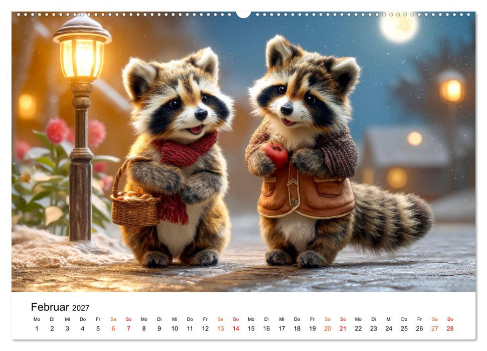 Waschbären - Klein. Knuddelig. Herzerwärmend. (CALVENDO Wandkalender 2027)