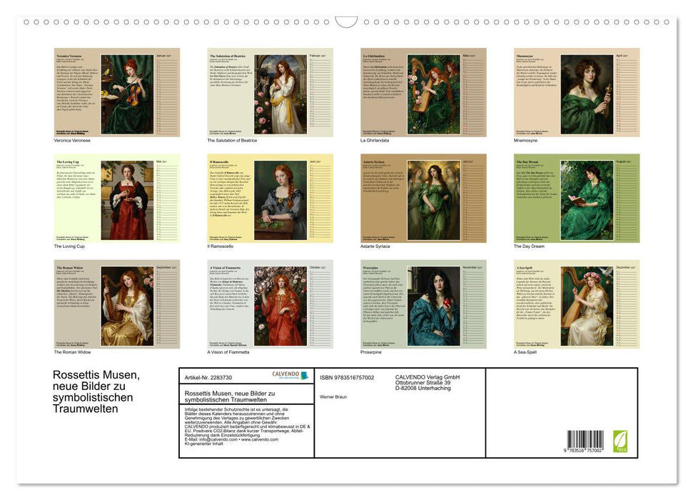 Rossettis Musen, neue Bilder zu symbolistischen Traumwelten (CALVENDO Wandkalender 2027)
