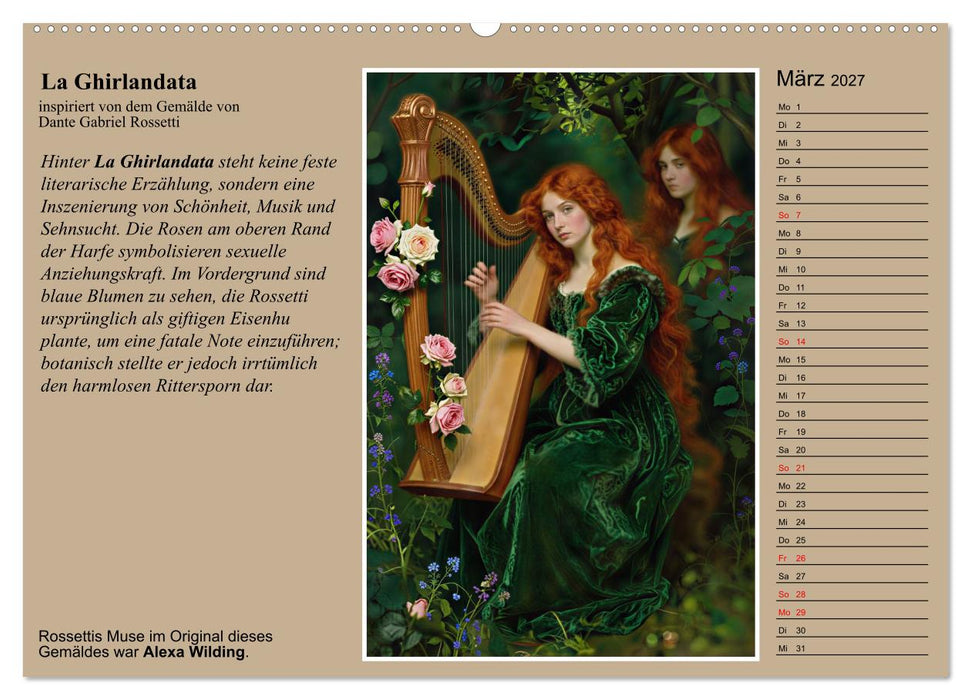 Rossettis Musen, neue Bilder zu symbolistischen Traumwelten (CALVENDO Wandkalender 2027)