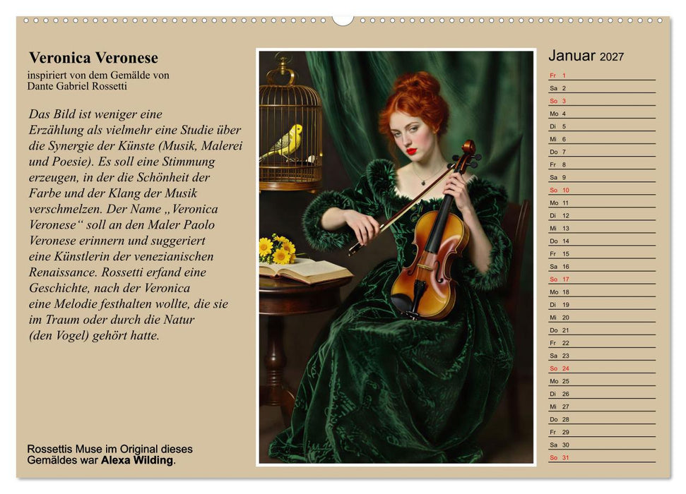 Rossettis Musen, neue Bilder zu symbolistischen Traumwelten (CALVENDO Premium Wandkalender 2027)