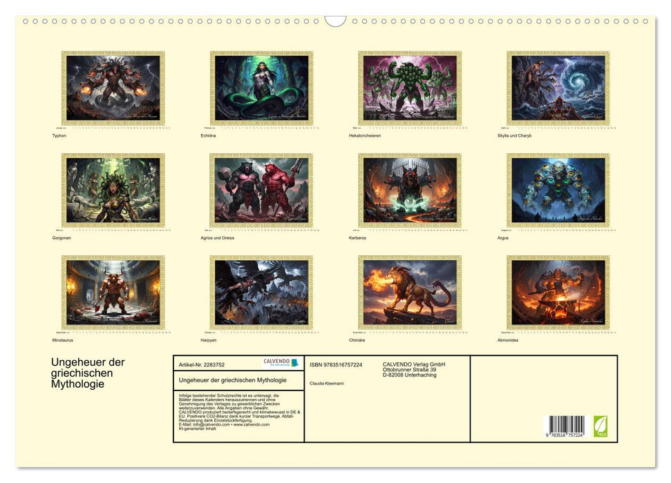 Ungeheuer der griechischen Mythologie (CALVENDO Wandkalender 2027)