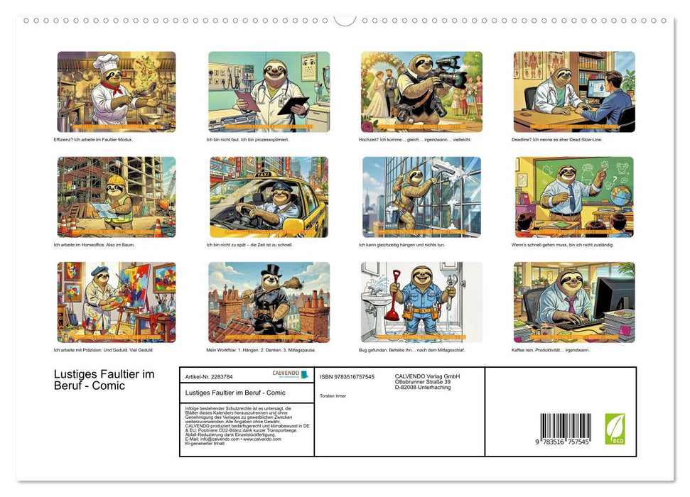 Lustiges Faultier im Beruf - Comic (CALVENDO Premium Wandkalender 2027)