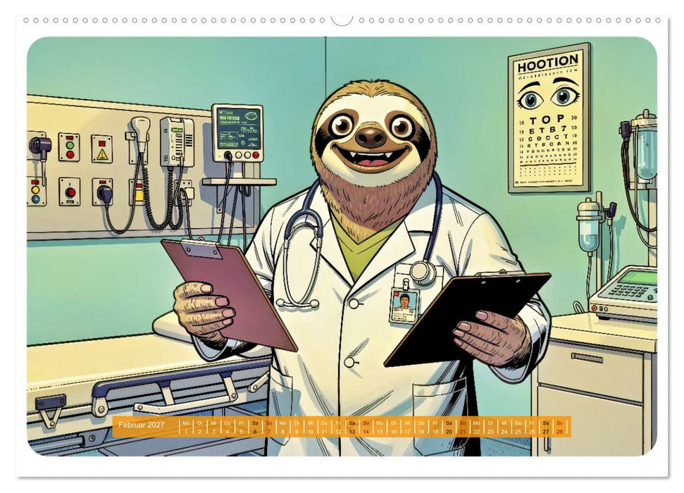 Lustiges Faultier im Beruf - Comic (CALVENDO Premium Wandkalender 2027)