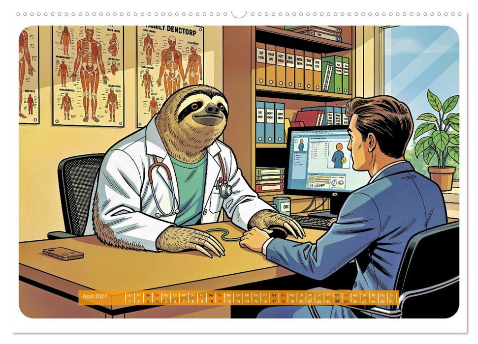 Lustiges Faultier im Beruf - Comic (CALVENDO Premium Wandkalender 2027)