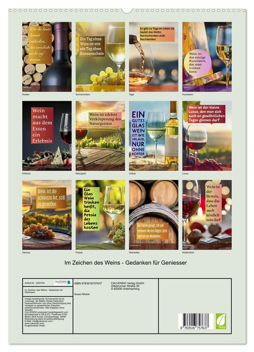 Im Zeichen des Weins - Gedanken für Geniesser (CALVENDO Premium Wandkalender 2027)