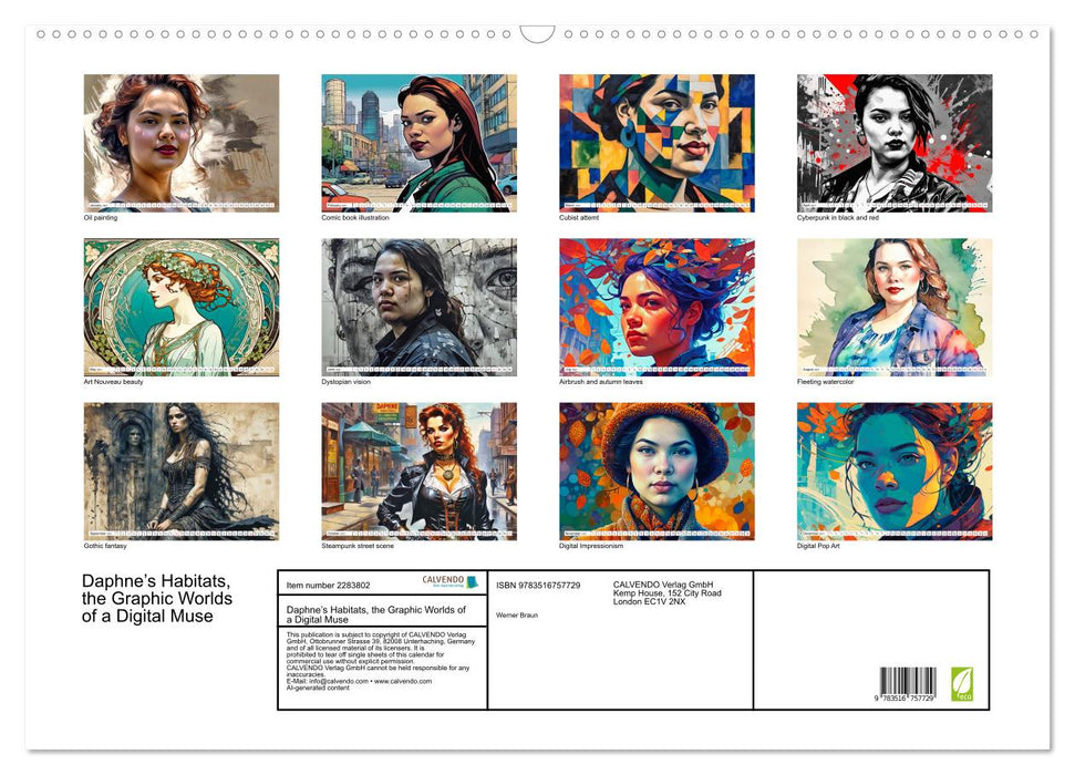 Daphne’s Habitats, the Graphic Worlds of a Digital Muse (CALVENDO Monthly Calendar 2027)