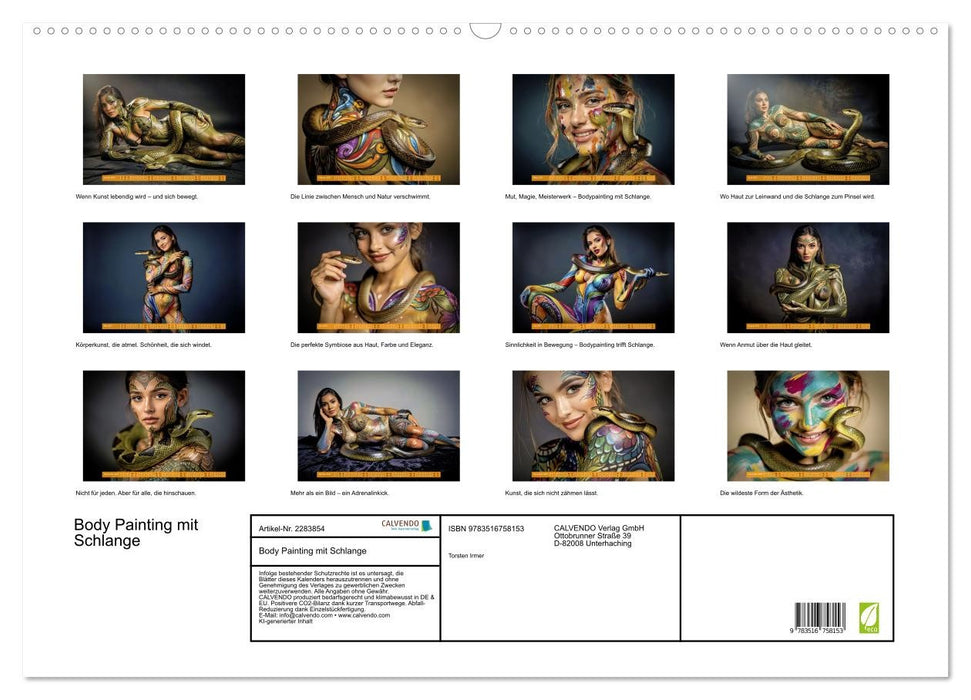 Body Painting mit Schlange (CALVENDO Wandkalender 2027)