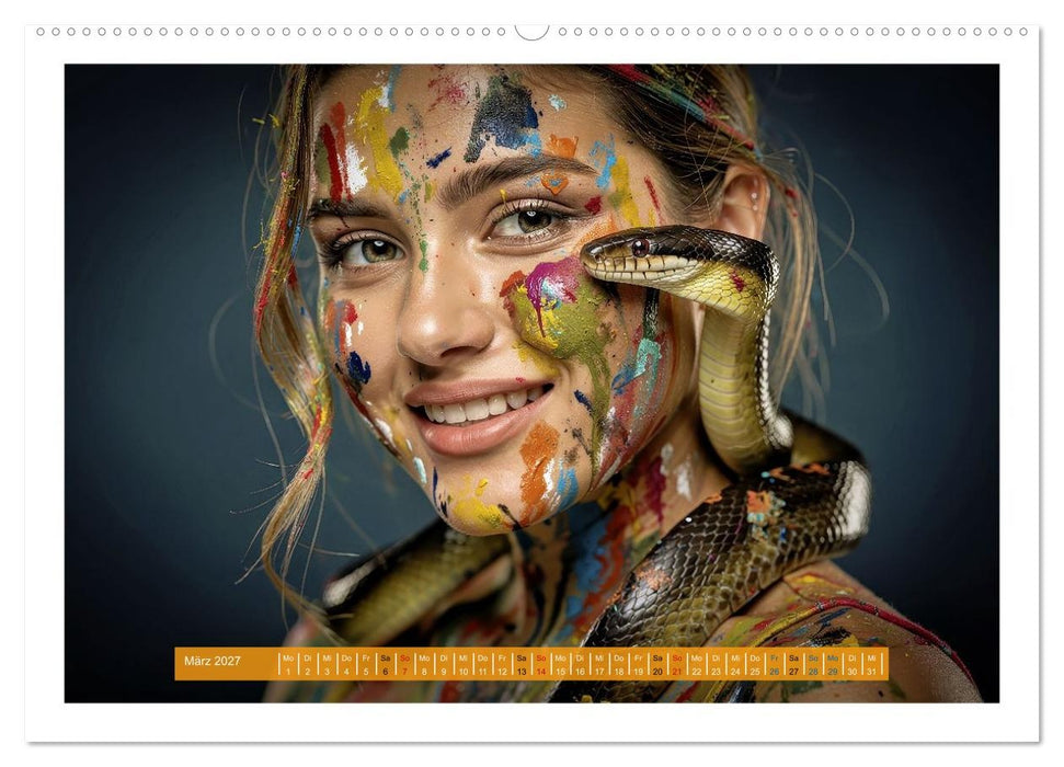 Body Painting mit Schlange (CALVENDO Premium Wandkalender 2027)