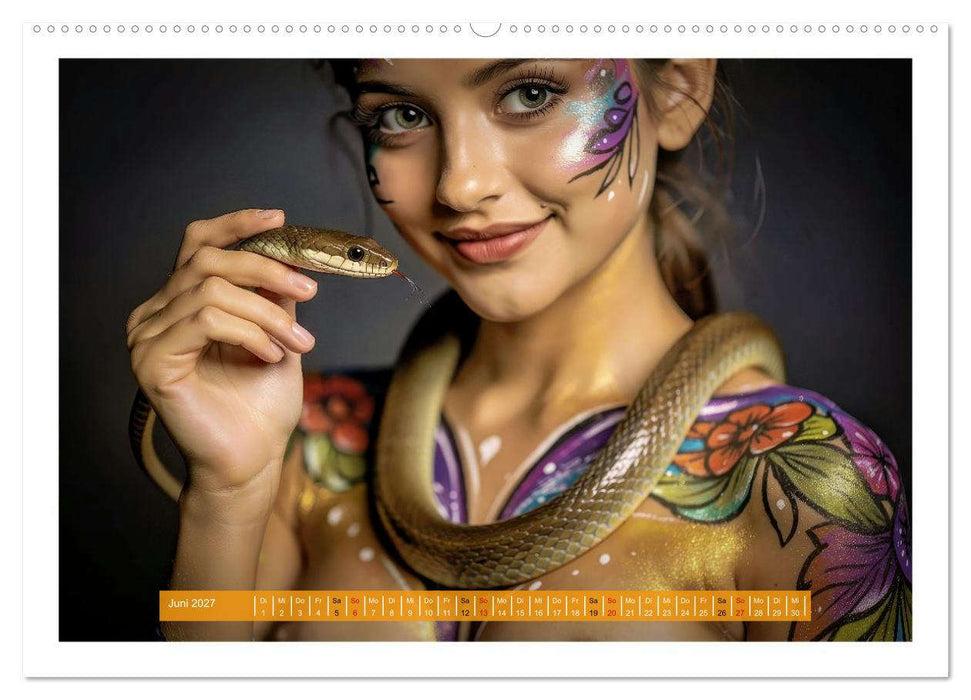 Body Painting mit Schlange (CALVENDO Premium Wandkalender 2027)