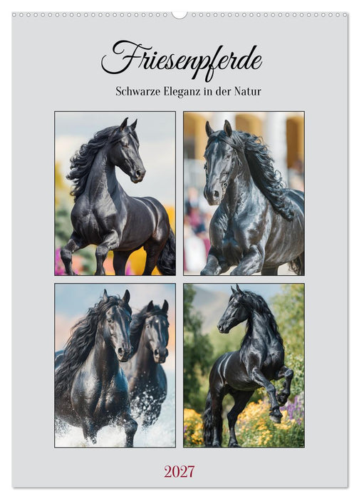 Friesenpferde. Schwarze Eleganz in der Natur (CALVENDO Wandkalender 2027)