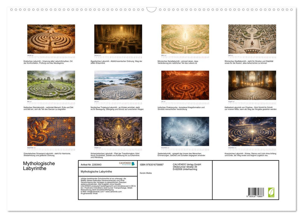 Mythologische Labyrinthe (CALVENDO Wandkalender 2027)