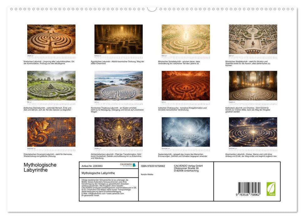 Mythologische Labyrinthe (CALVENDO Premium Wandkalender 2027)