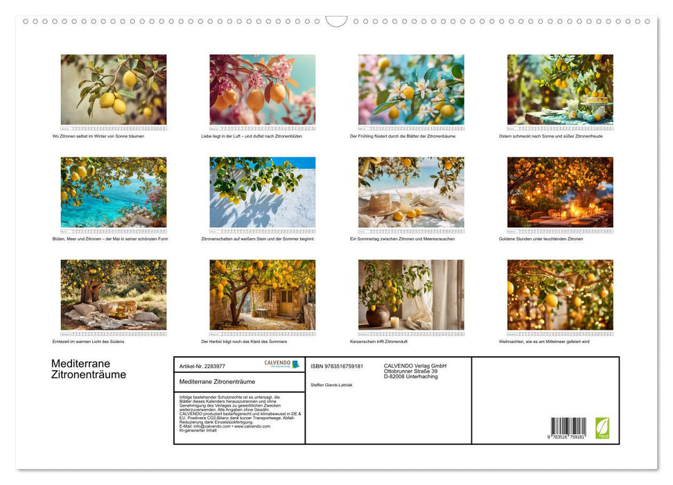 Mediterrane Zitronenträume (CALVENDO Wandkalender 2027)