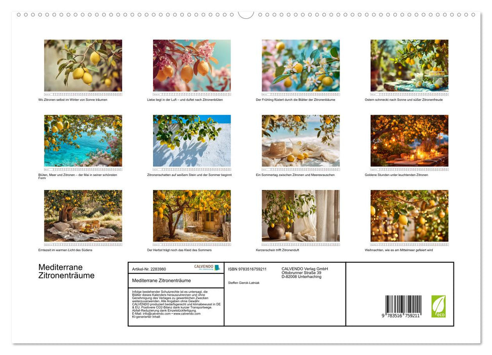 Mediterrane Zitronenträume (CALVENDO Premium Wandkalender 2027)