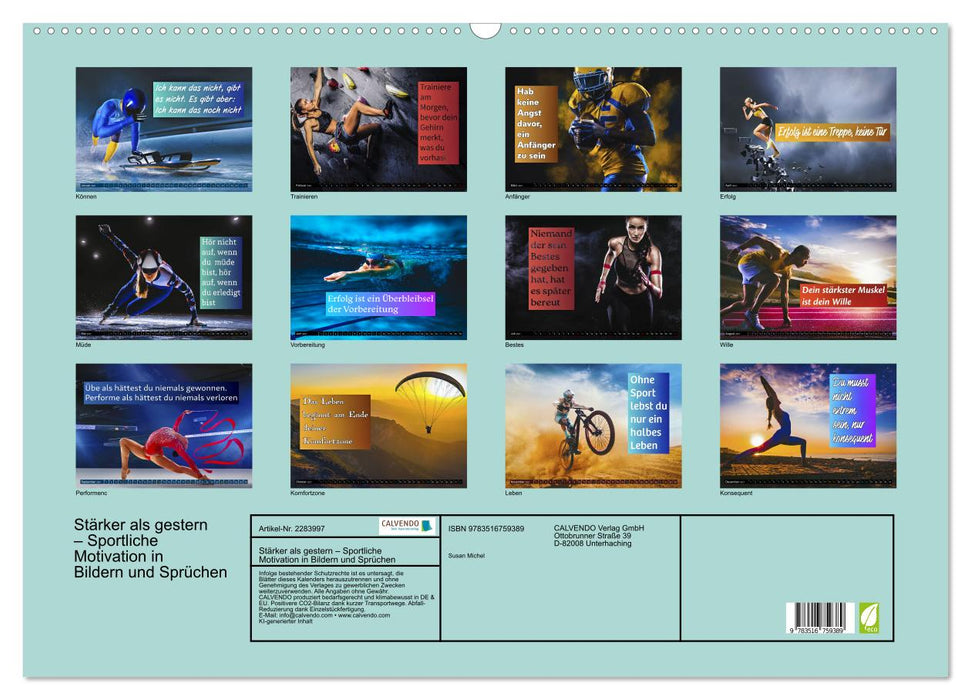 Stärker als gestern – Sportliche Motivation in Bildern und Sprüchen (CALVENDO Wandkalender 2027)