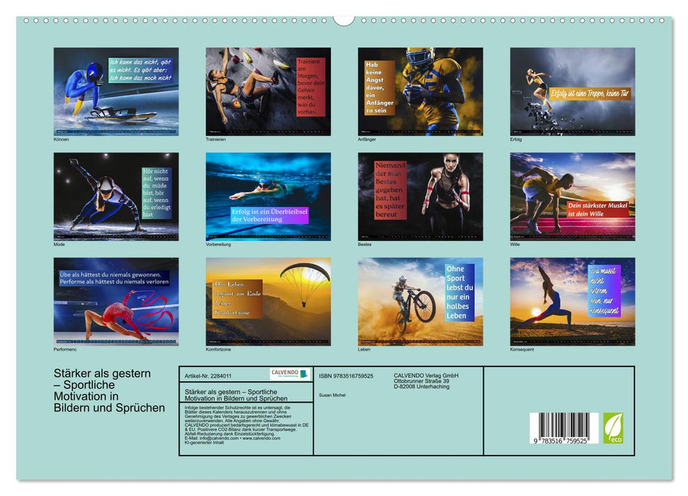 Stärker als gestern – Sportliche Motivation in Bildern und Sprüchen (CALVENDO Premium Wandkalender 2027)