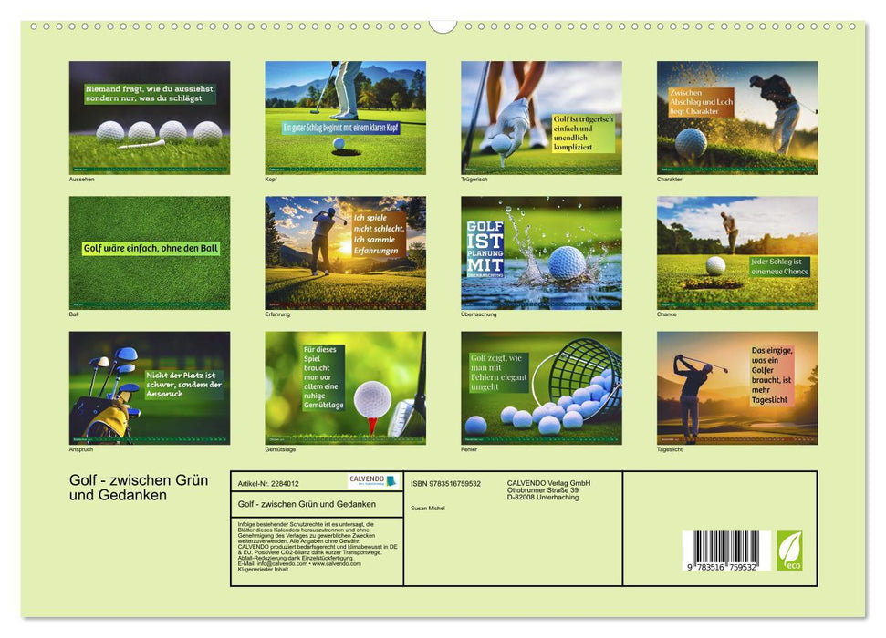 Golf - zwischen Grün und Gedanken (CALVENDO Premium Wandkalender 2027)