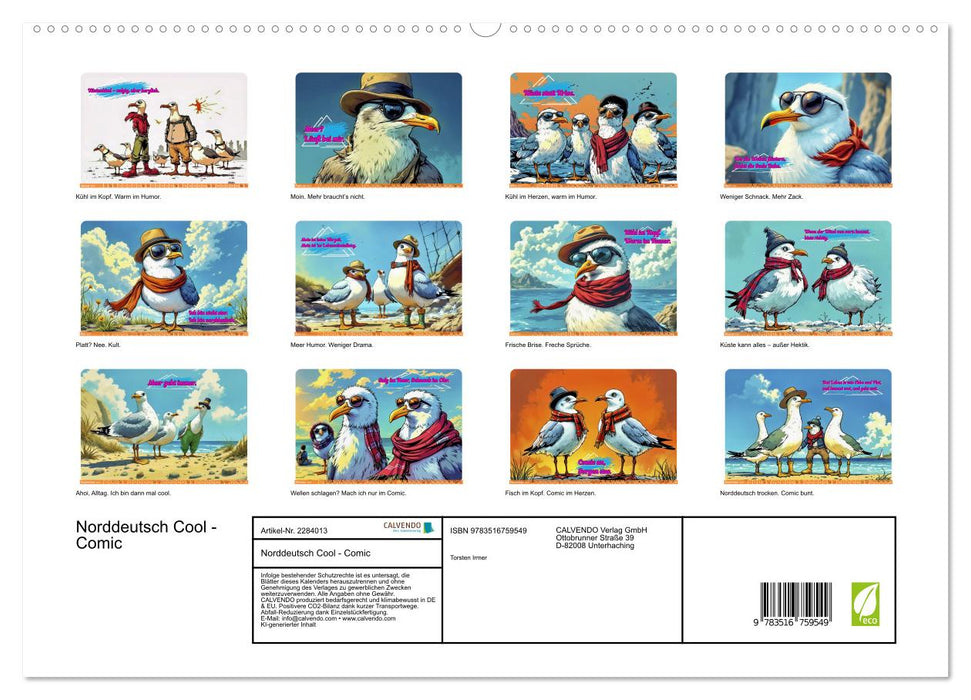 Norddeutsch Cool - Comic (CALVENDO Premium Wandkalender 2027)