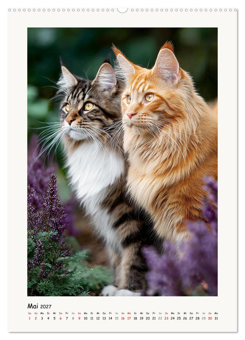 Main-Coon-Katzen. Sanfte Riesen im Grünen (CALVENDO Wandkalender 2027)