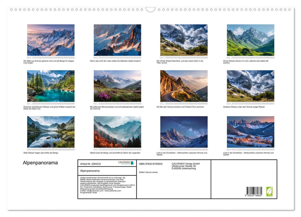 Alpenpanorama (CALVENDO Wandkalender 2027)
