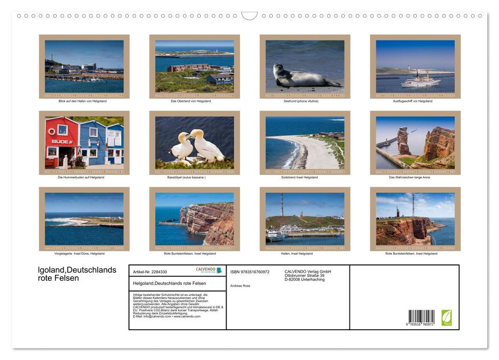 Helgoland,Deutschlands rote Felsen (CALVENDO Wandkalender 2027)