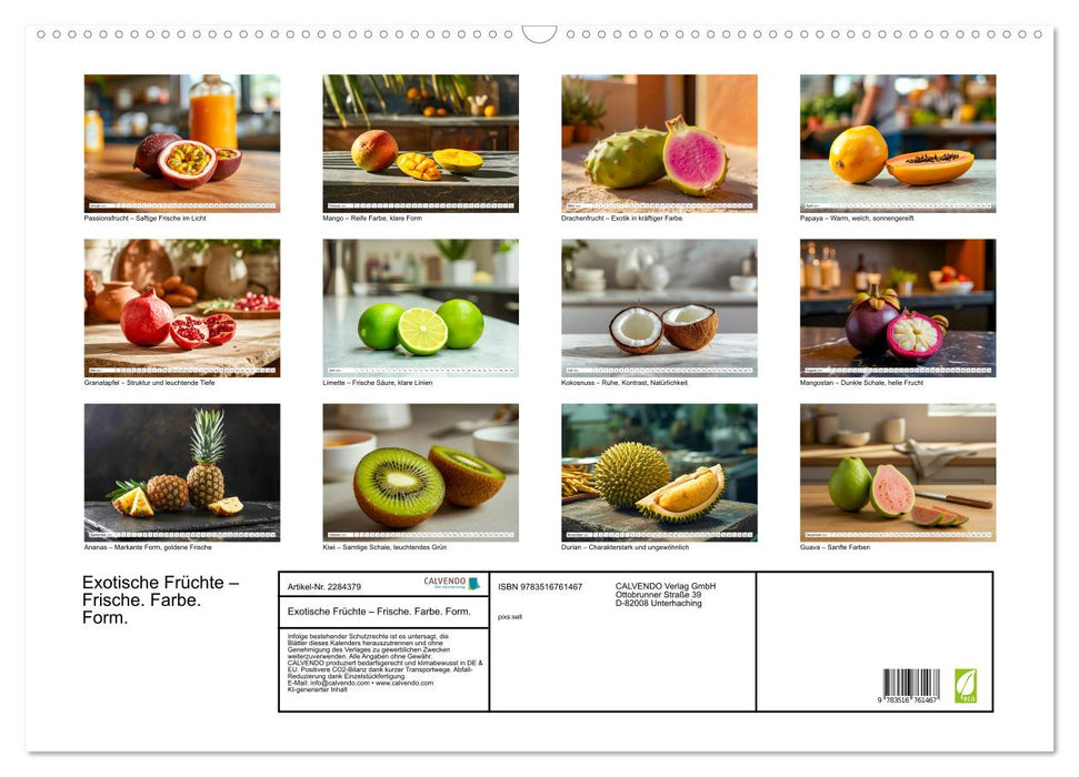Exotische Früchte – Frische. Farbe. Form. (CALVENDO Wandkalender 2027)