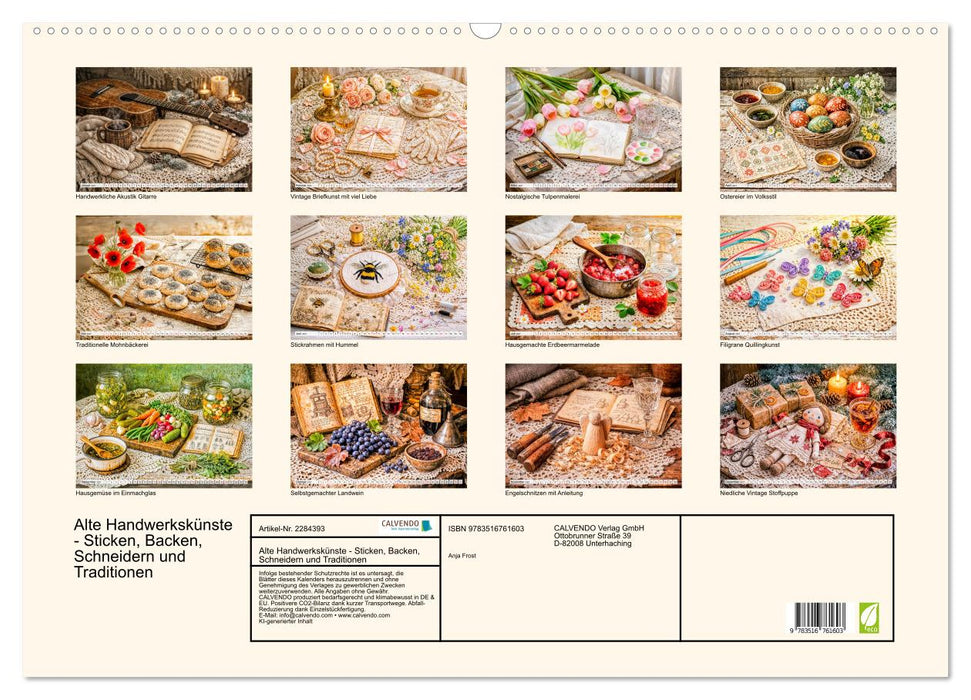 Alte Handwerkskünste - Sticken, Backen, Schneidern und Traditionen (CALVENDO Wandkalender 2027)