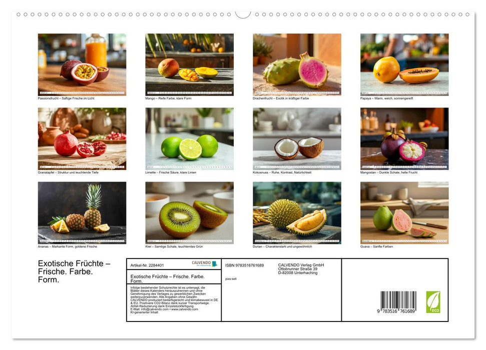 Exotische Früchte – Frische. Farbe. Form. (CALVENDO Premium Wandkalender 2027)